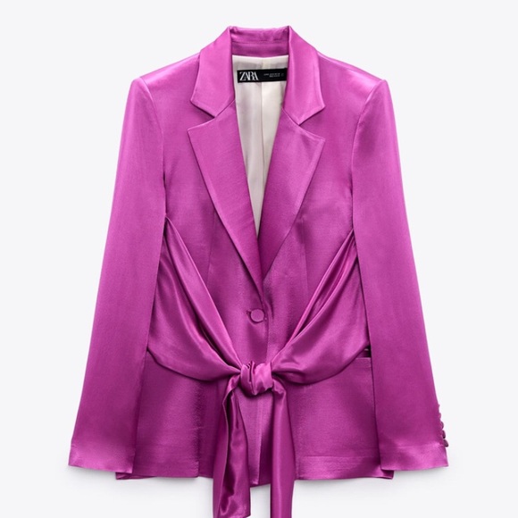 SOLD!!! Zara Satin Effect Tie Blazer Pants Set NWT - Picture 3 of 8